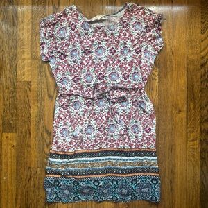 Pink Rose Lightweight Floral Dress w Tie Waist